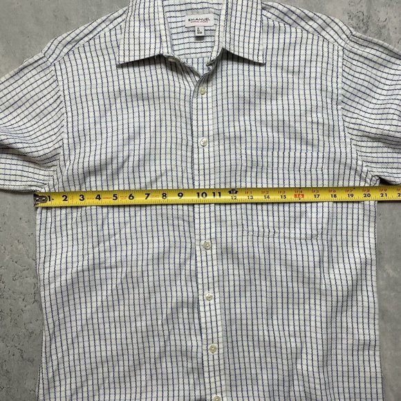 Emanuel Ungaro Dress Button Up Mens Shirt Sz S 15‎ 32/33 White Blue Check - Picture 5 of 7